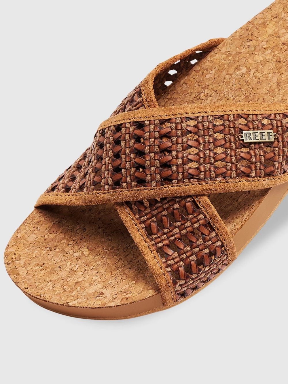 Reef brown woven crossover sandal flats size 7